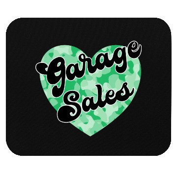 Discover Garage Sales green camo heart Mouse Pads