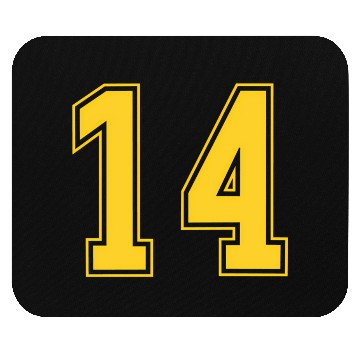 Discover Yellow Number 14 Team Junior Sports Numbered Mouse Pads