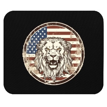 Discover Lion and american Flag Mouse Pads