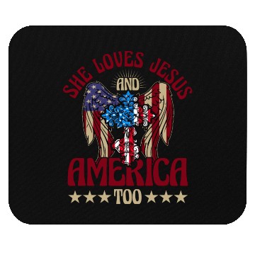 Discover She loves jesus and America too Mouse Pads