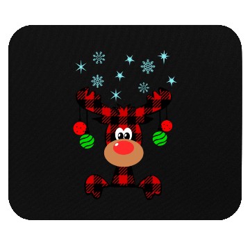 Discover Christmas Deer Cute Red Buffalo Plaid Reindeer Mouse Pads