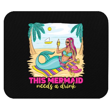 Discover This Mermaid Needs a Drink Fantasy Beach Outing Mouse Pads