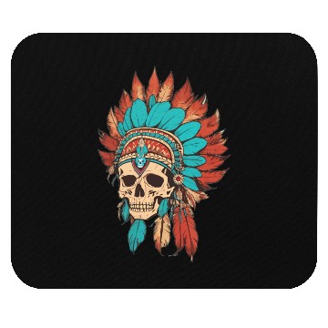 Discover Native American skull with traditional costume wit Mouse Pads