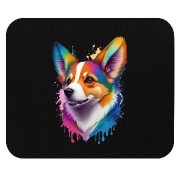 Discover Colourful rainbow realistic Welsh Corgi dog Mouse Pads