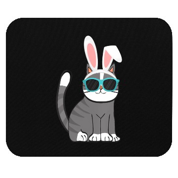 Discover Happy Easter Cat With Bunny Ears And Glasses Mouse Pads