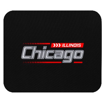 Discover Illinois Chicago city racing typeface Mouse Pads