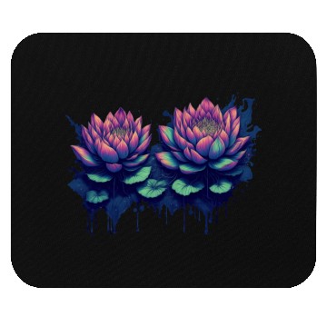 Discover Neon Lotus Flowers Mouse Pads