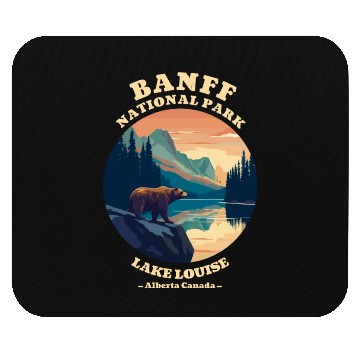 Discover Vintage Retro Canadian Banff National Park Mouse Pads