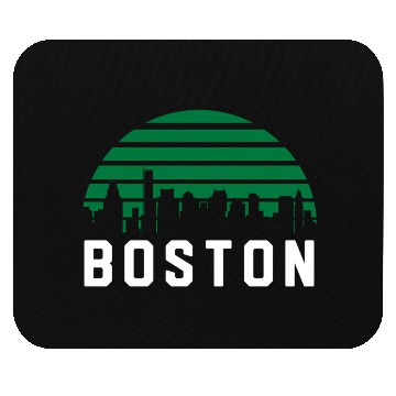 Discover Boston Massachusetts Cityscape Green Mouse Pads