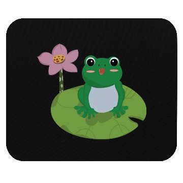 Discover Green Frog on Lotus Leaf vector. Mouse Pads