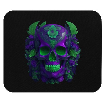 Discover Enigmatic Elegance: The Blue & Green Skull Mouse Pads