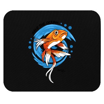 Discover Save The Ocean Orange Fish Blue Waves Environment Mouse Pads