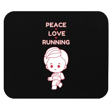 Discover Peace Love Running Red Sport Outline Illustration Mouse Pads