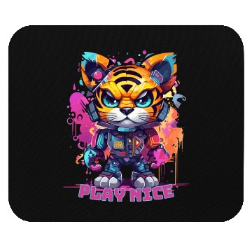 Discover Play Nice Mouse Pads: Robot Tiger Synthwave Graffiti Kids