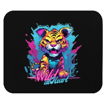 Discover Vibrant Synthwave Sabertooth Tiger Graffiti Kids Mouse Pads