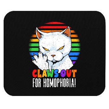Discover Claws Out for Homophobia Rainbow Angry LGBT Cat Mouse Pads