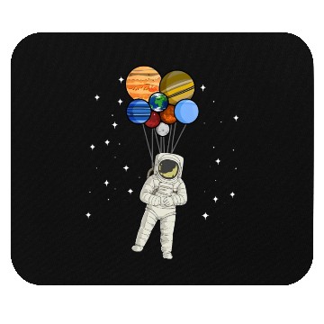 Discover Astronaut Holding Planet Balloons of Solar System Mouse Pads