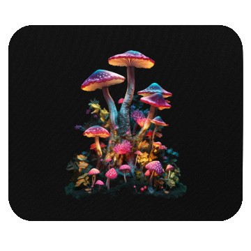 Discover Trippy Neon Mushrooms #5 Mouse Pads