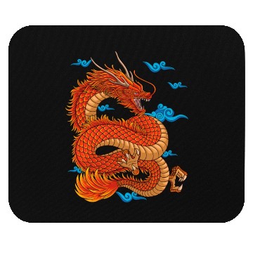Discover Angry japanese red dradon Mouse Pads