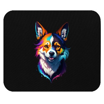 Discover colorful rainbow realistic corgi dog design Mouse Pads