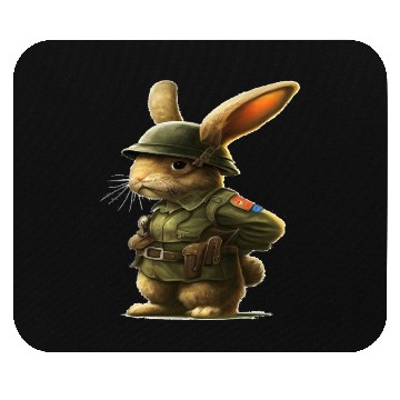 Discover Courageous Bunny Soldier Mouse Pads