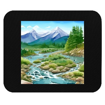 Discover Watercolor Mountain River Mouse Pads