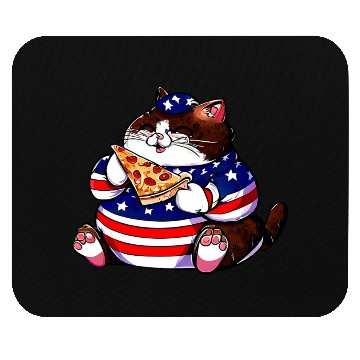 Discover Fat American pizza cat Mouse Pads