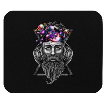 Discover Long beard hipster trippy solar system Mouse Pads
