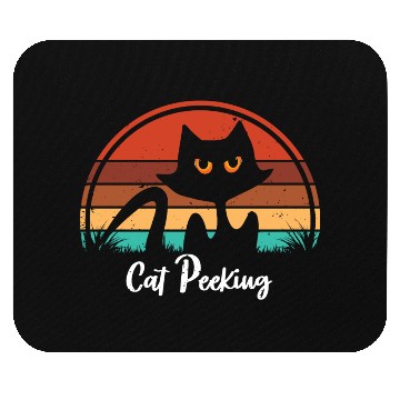Discover Black cat vintage sunset retro design Mouse Pads