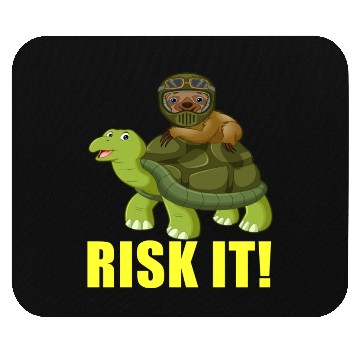 Discover Funny Sloth Racing On Turtle Risk It trending Mouse Pads