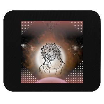 Discover Sacred Jesus with Crown of Thorns Illustration Mouse Pads