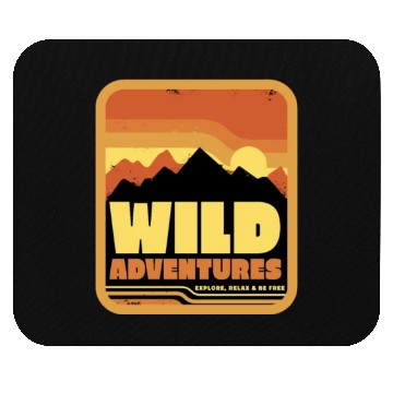 Discover Retro Sunset Mountains, Wild Adventure, Explore Vi Mouse Pads
