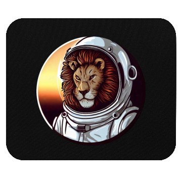 Discover Lion Astronaut - Adventurous Space Design Mouse Pads