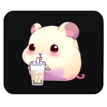 Discover Kawaii hamster with bubble tea Mouse Pads