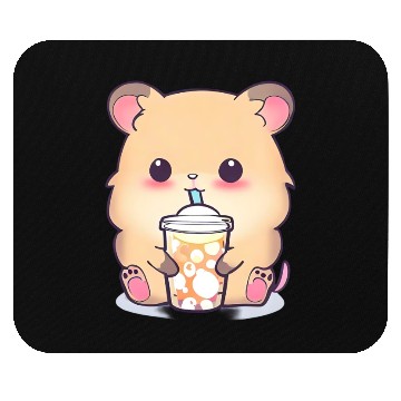 Discover Kawaii hamster with bubble tea Mouse Pads