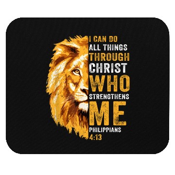 Discover I Can Do All Things Through Christ Jesus Lion Mouse Pads