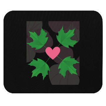 Discover Green Leaf Pink Heart Mouse Pads