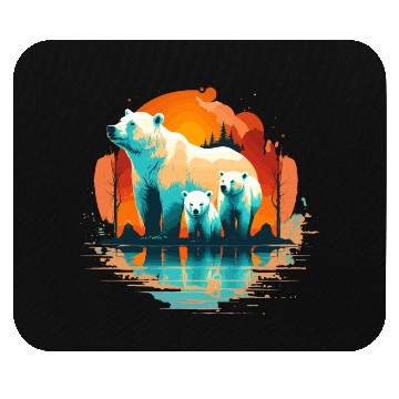 Discover Polar Bear with cubs, Snow Spectrum Mouse Pads