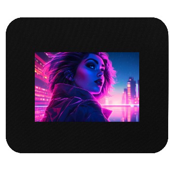 Discover Synthwave Girl - Futuristic Design neon colors Mouse Pads