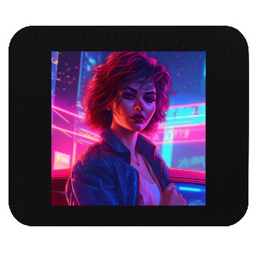 Discover Synthwave Girl - Vibrant Anime Car Artwork Mouse Pads