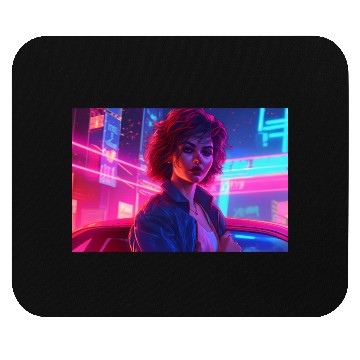 Discover Synthwave Girl - Anime Portrait in Neon Colors Mouse Pads