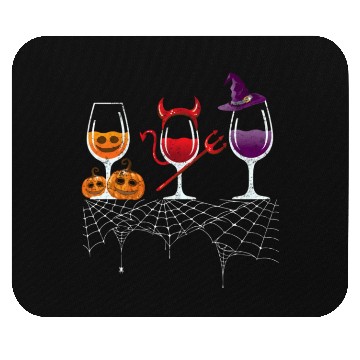 Discover Halloween Red Wine Glass Pumpkin Devil Witch Mouse Pads