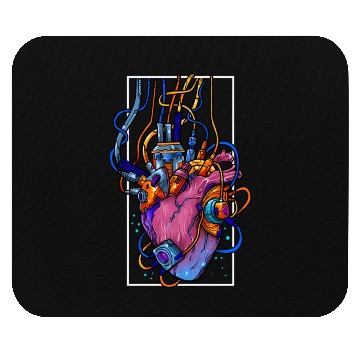 Discover Cyborg Robot Heart Vaporwave Futuristic Cyberpunk Mouse Pads
