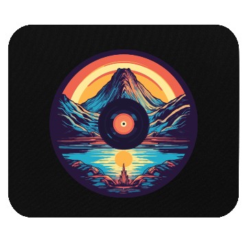 Discover Retro Mountain Landscape: Vinyl Meets Art Mouse Pads