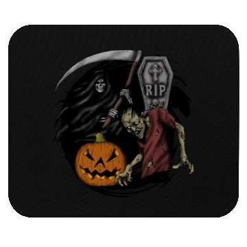 Discover Scary pumpkin zombie Halloween grim reaper Mouse Pads