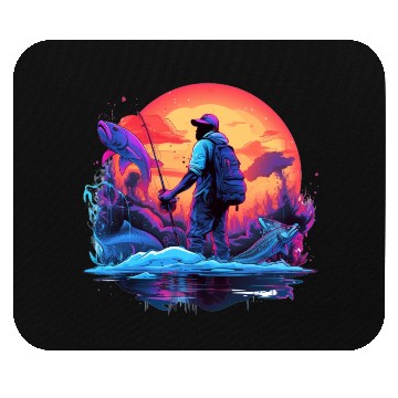 Discover Angler Sunset Neon Style Mouse Pads