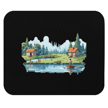 Discover Fisherman Nature 8-bit style Mouse Pads