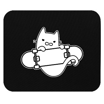 Discover Angry Cat And Skateboard Skateboarding Outline Mouse Pads