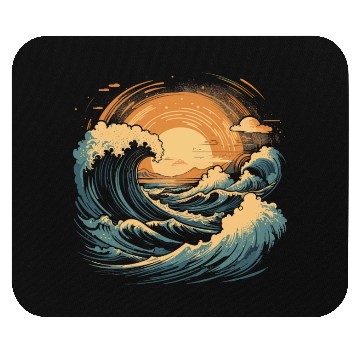Discover serene ocean sunset with large waves (6) Mouse Pads