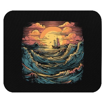 Discover serene ocean sunset with large waves (9) Mouse Pads